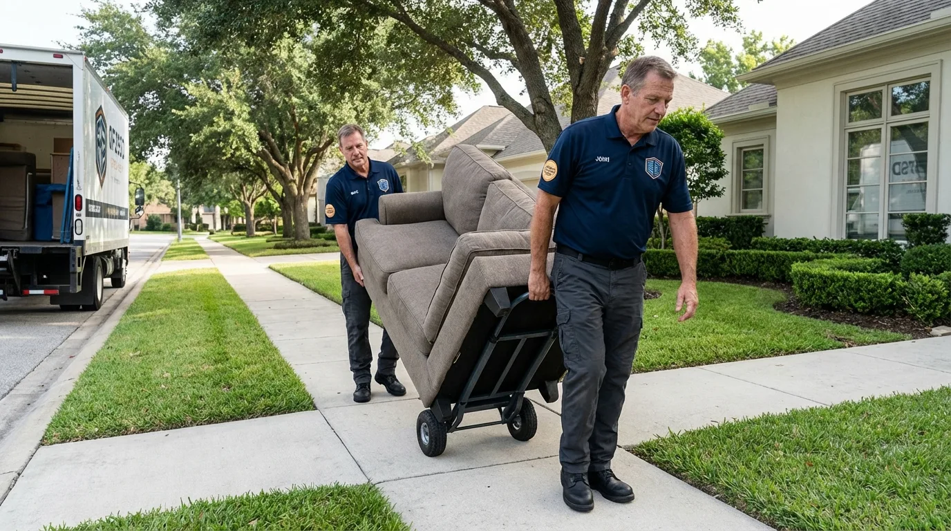 Local residential moving crew loading furniture in Sebring, FL